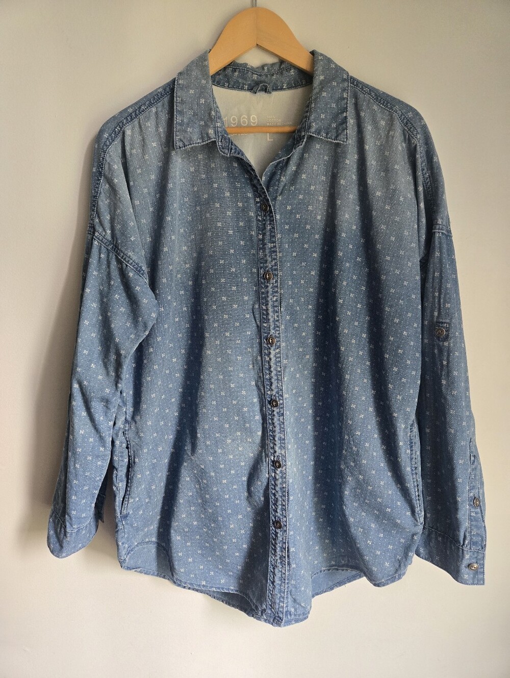 GAP Denim Button-Up Shirt — Light Blue